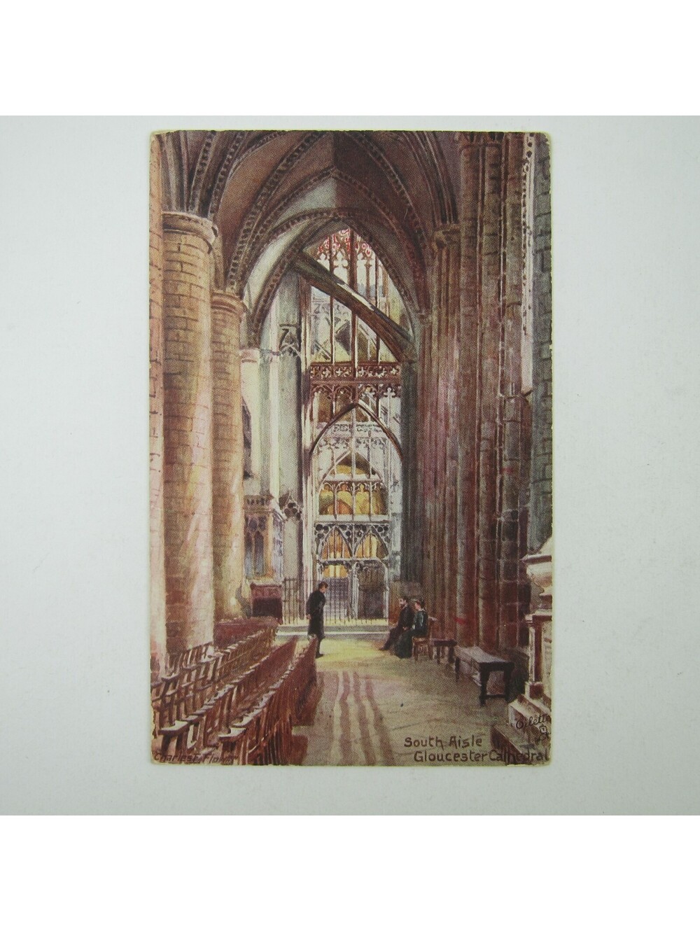 Postcard Gloucester UK Cathedral South Aisle Raphael Tuck & Sons Oilette Antique